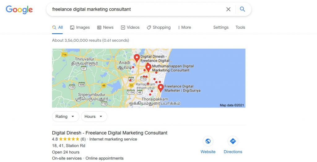google map - freelance digital marketing consultant dinesh